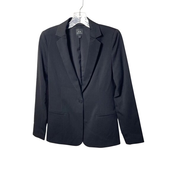 Armani Exchange Women's Black Blazer Size 0 One-Button Closure Long Sleeve Lined - Picture 6 of 6
